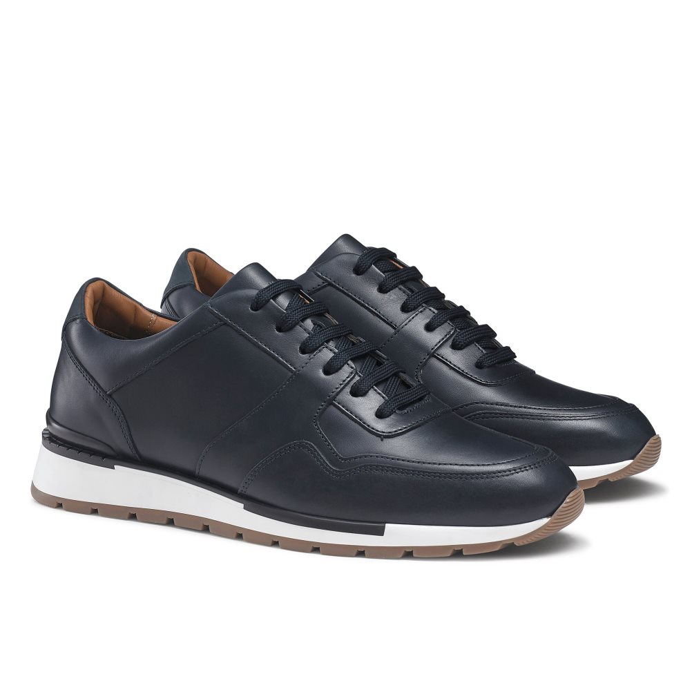 Navy Russell And Bromley Lomond Lace-up Men's Sneakers | CA-1049W
