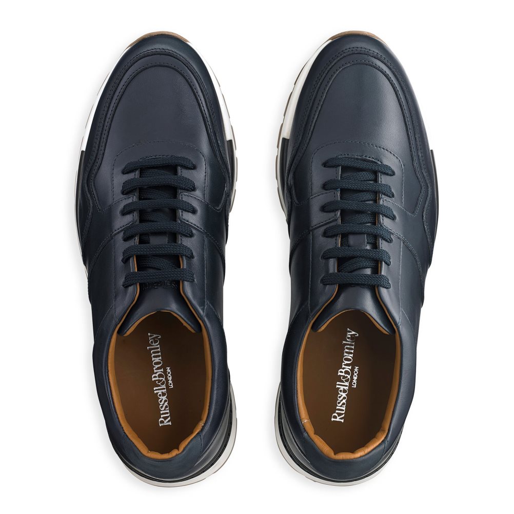 Navy Russell And Bromley Lomond Lace-up Men's Sneakers | CA-1049W