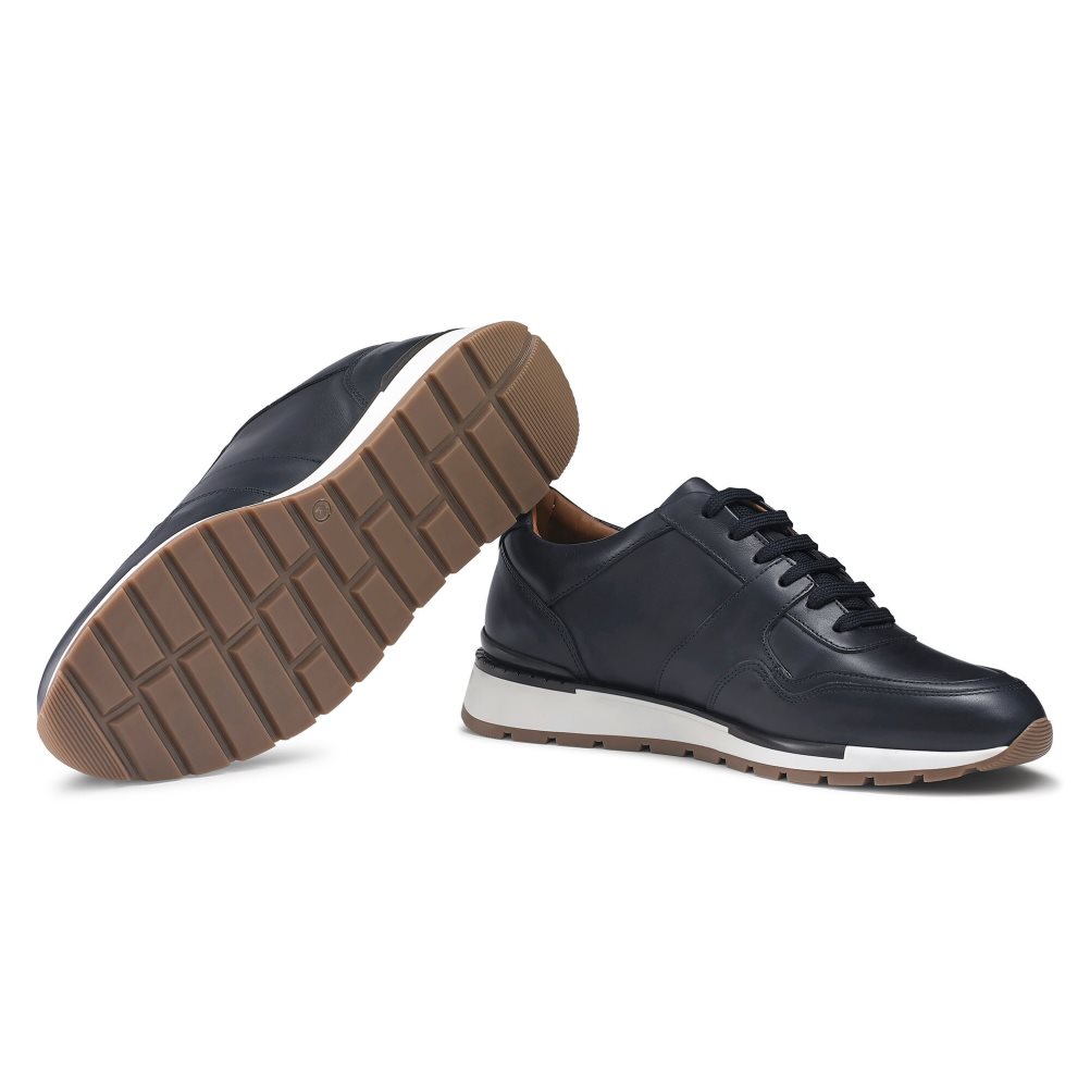 Navy Russell And Bromley Lomond Lace-up Men's Sneakers | CA-1049W