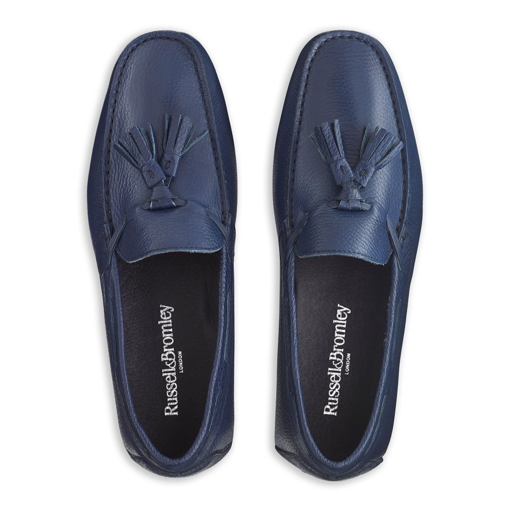 Navy Russell And Bromley Monza Tassel Men's Drivers Shoes | CA-9461H