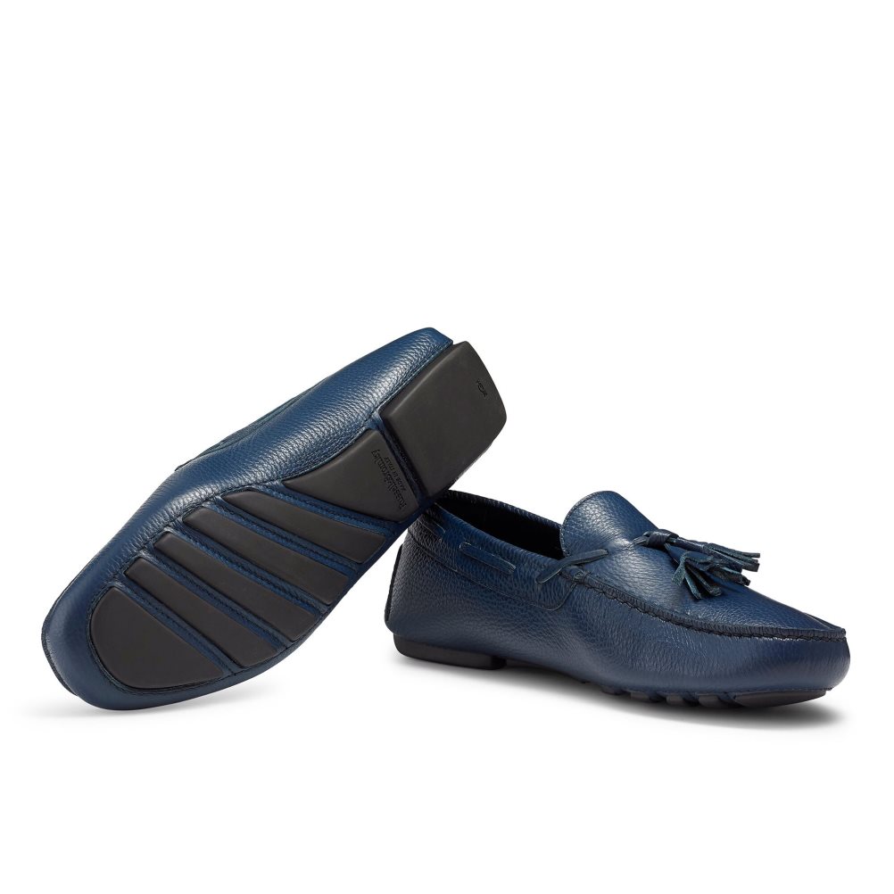 Navy Russell And Bromley Monza Tassel Men's Drivers Shoes | CA-9461H