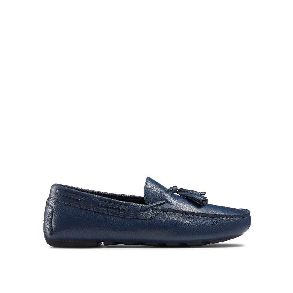 Navy Russell And Bromley Monza Tassel Men\'s Drivers Shoes | CA-9461H