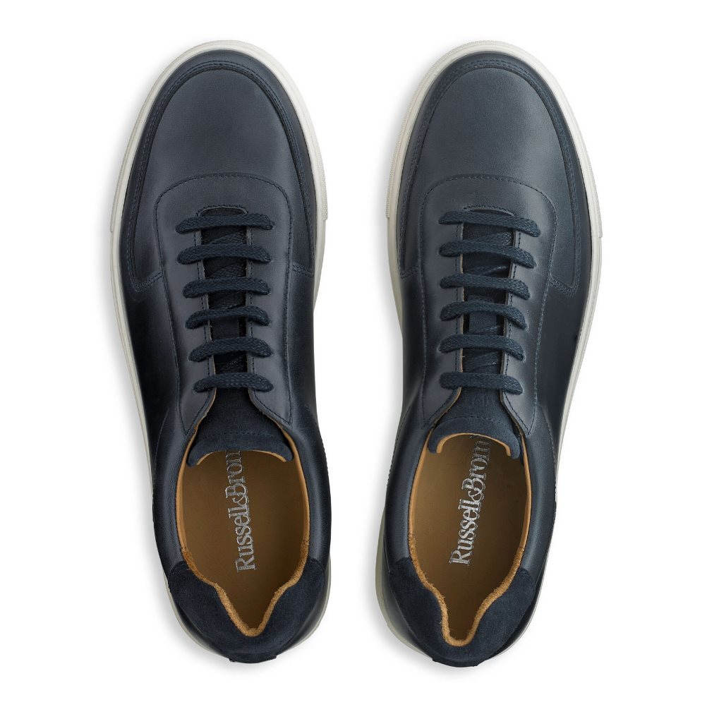 Navy Russell And Bromley Outfield Lace Up Men's Sneakers | CA-4526N