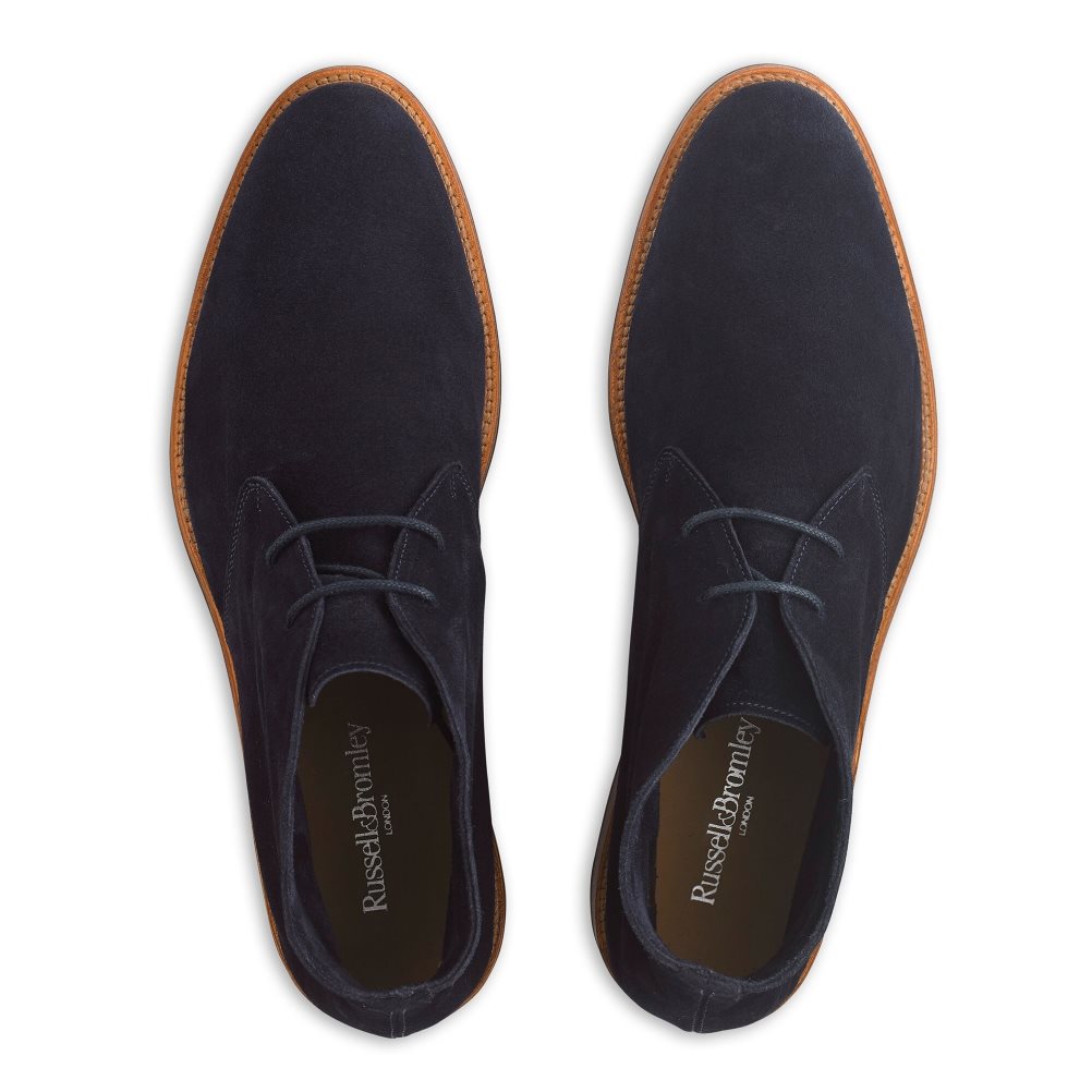 Navy Russell And Bromley Pall Mall Unlined Men's Chukka Boots | CA-0635C