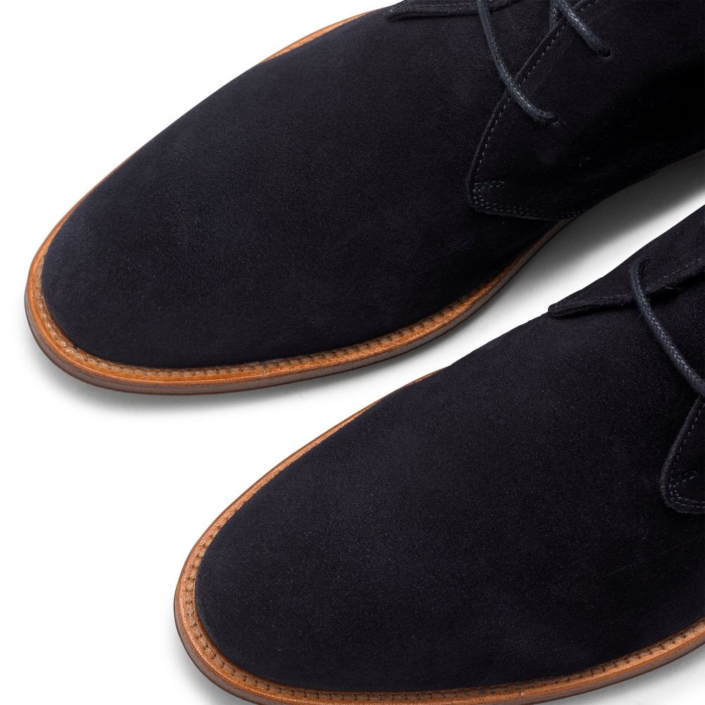 Navy Russell And Bromley Pall Mall Unlined Men's Chukka Boots | CA-0635C