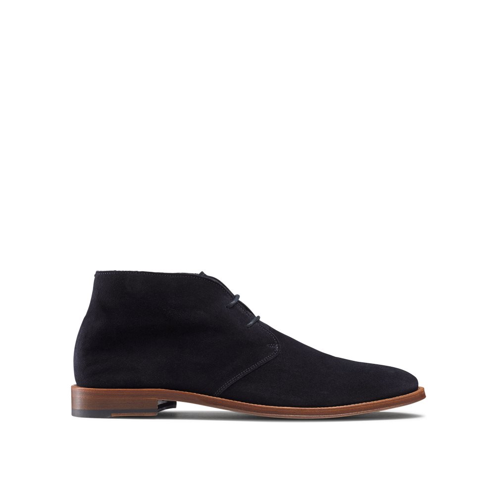 Navy Russell And Bromley Pall Mall Unlined Men\'s Chukka Boots | CA-0635C
