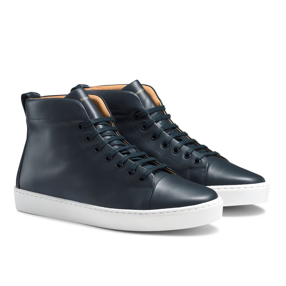 Navy Russell And Bromley Park Hi M High Top Men's Sneakers | CA-4809E