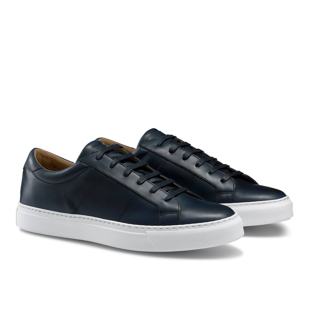 Navy Russell And Bromley Realtime Luxury Men's Sneakers | CA-9635F