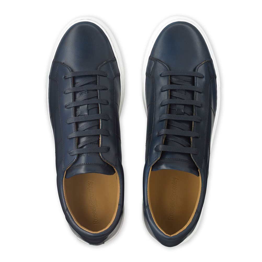 Navy Russell And Bromley Realtime Luxury Men's Sneakers | CA-9635F