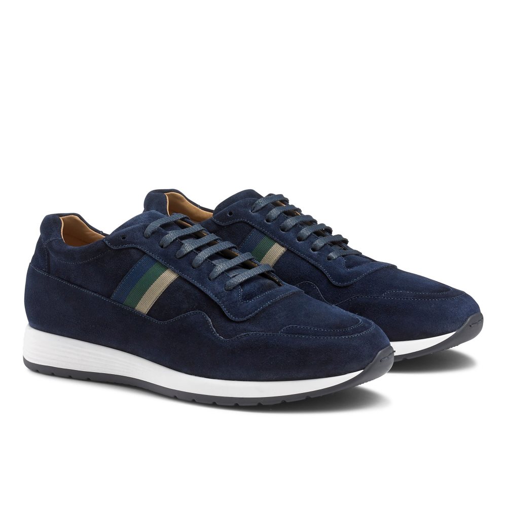 Navy Russell And Bromley Run Time Luxury Men's Sneakers | CA-8475V