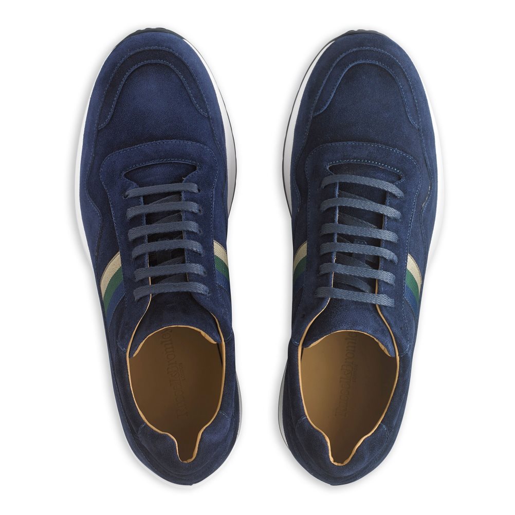 Navy Russell And Bromley Run Time Luxury Men's Sneakers | CA-8475V