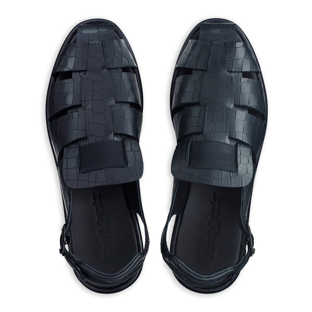 Navy Russell And Bromley San Cono Buckle Closed Toe Men's Sandals | CA-3598I