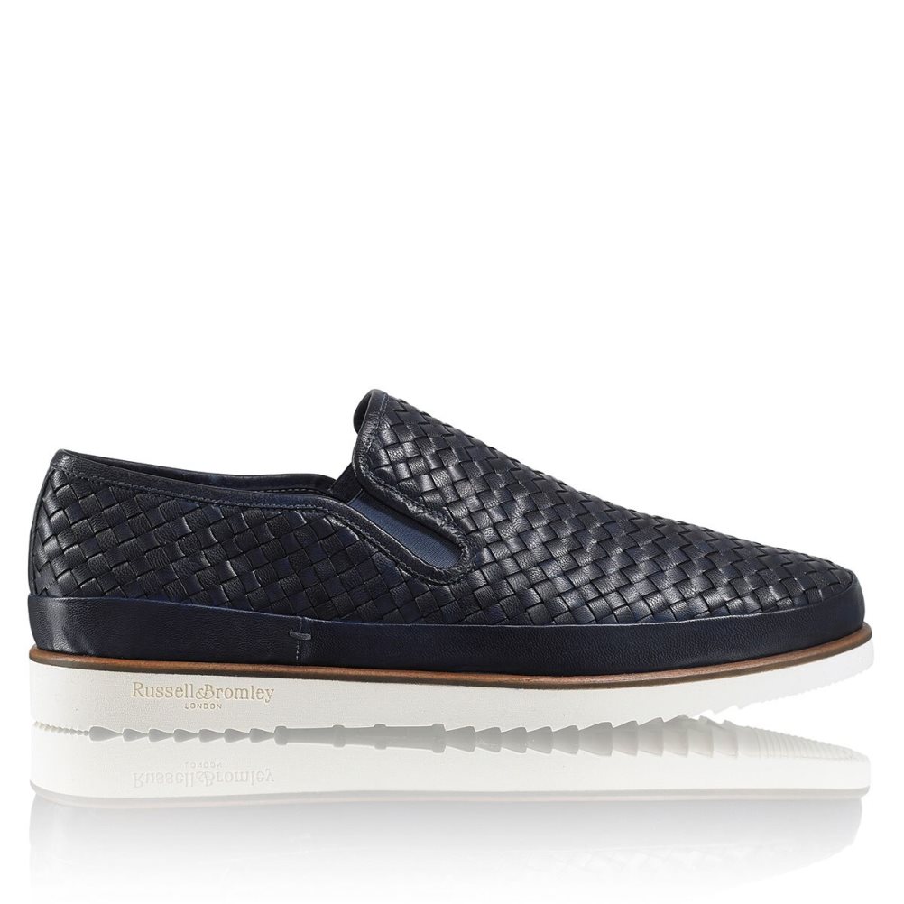 Navy Russell And Bromley Sanmarino Slip-on Men's Sneakers | CA-0318Z