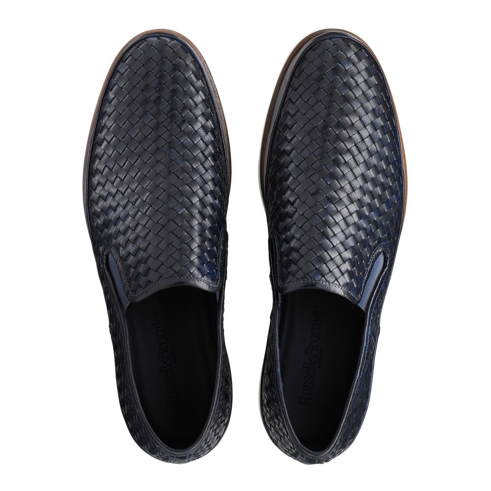 Navy Russell And Bromley Sanmarino Slip-on Men's Sneakers | CA-0318Z