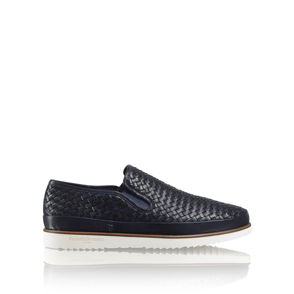 Navy Russell And Bromley Sanmarino Slip-on Men\'s Sneakers | CA-0318Z