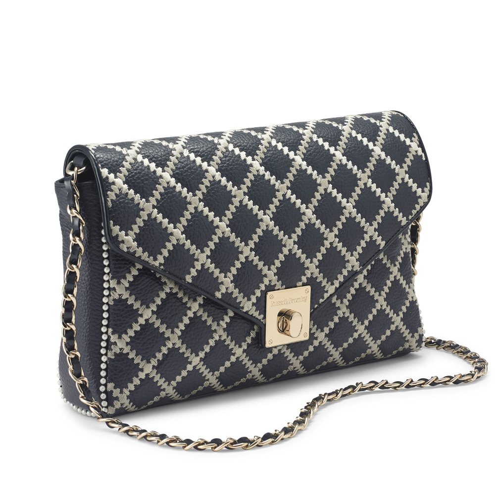 Navy Russell And Bromley Seawalk Large Chain Women's Crossbody Bags | CA-9381T