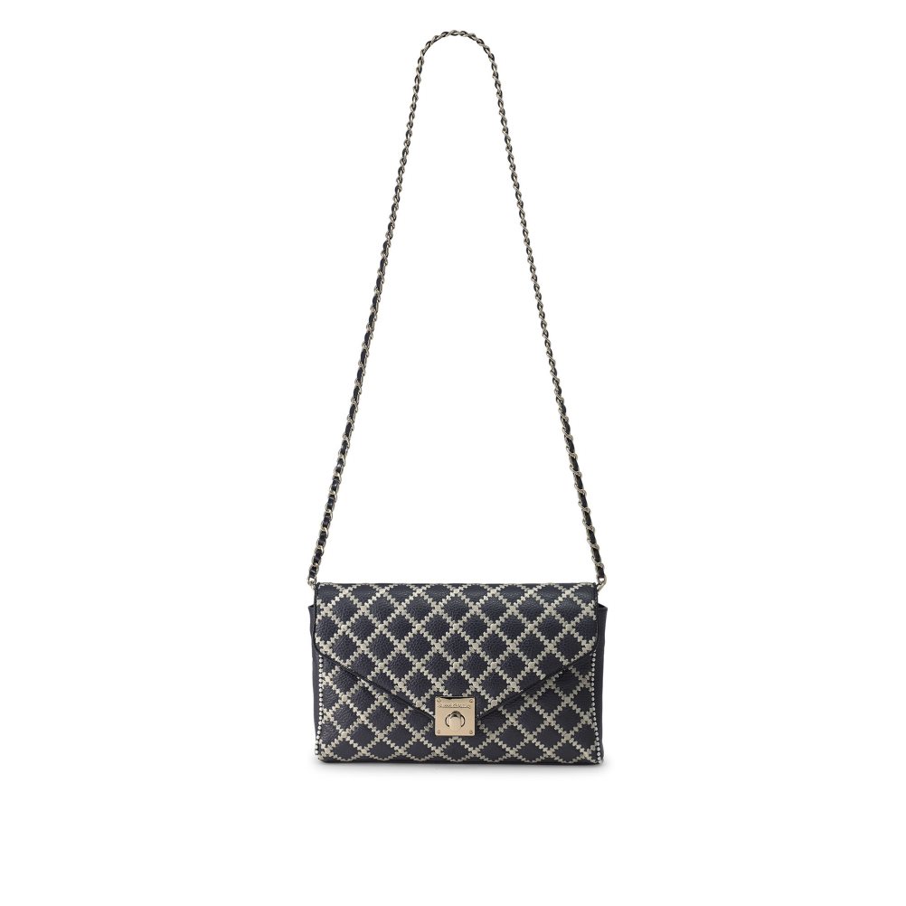 Navy Russell And Bromley Seawalk Large Chain Women's Crossbody Bags | CA-9381T