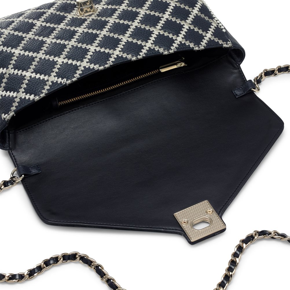 Navy Russell And Bromley Seawalk Large Chain Women's Crossbody Bags | CA-9381T