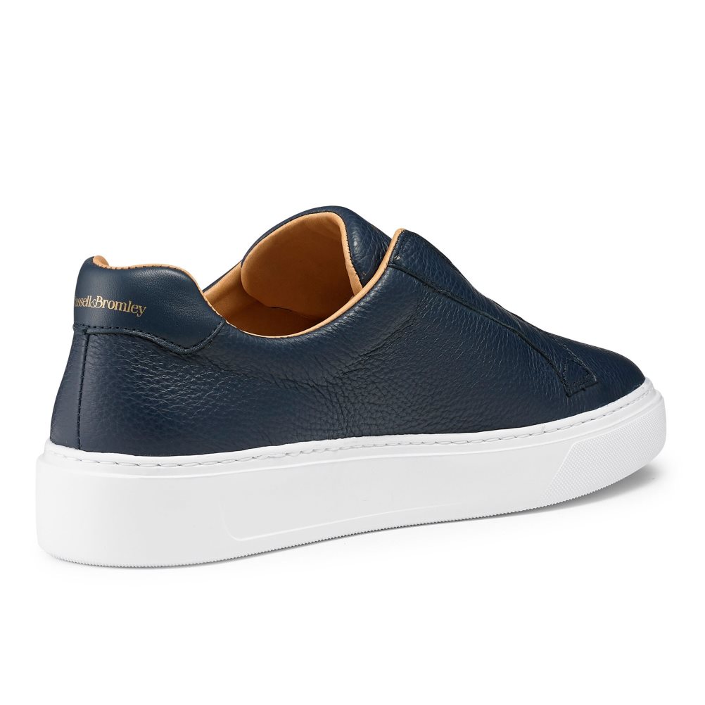 Navy Russell And Bromley Slipway Laceless Men's Sneakers | CA-9051Q