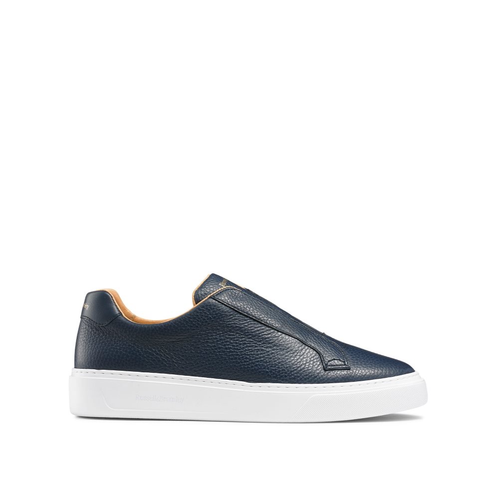 Navy Russell And Bromley Slipway Laceless Men\'s Sneakers | CA-9051Q