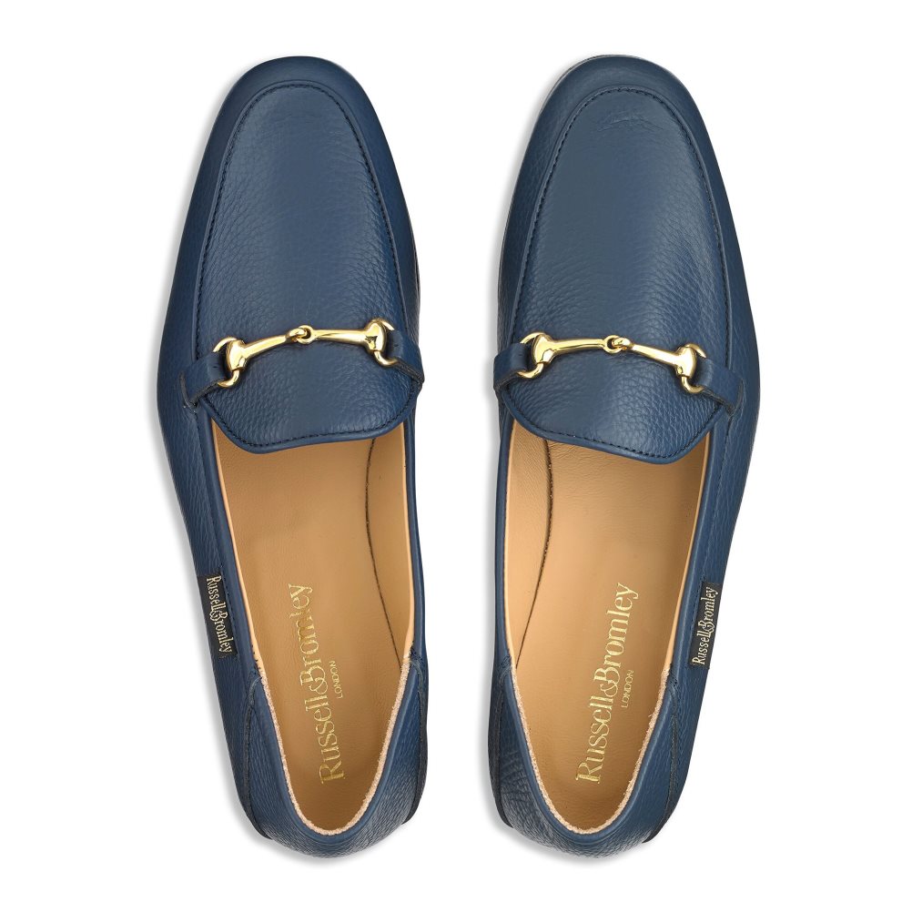 Navy Russell And Bromley Snaffle Women's Loafers | CA-5921P