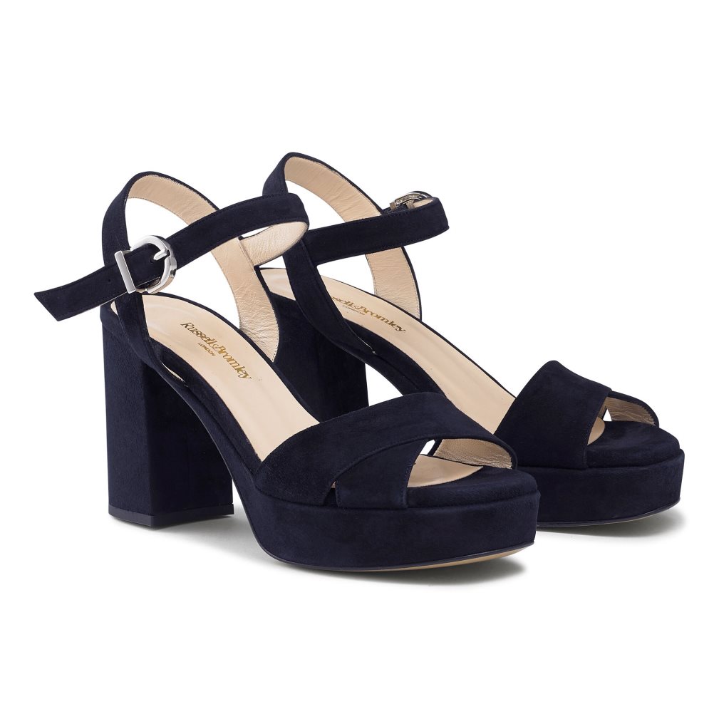 Navy Russell And Bromley Topform Platform Women's Heels Sandals | CA-0371P