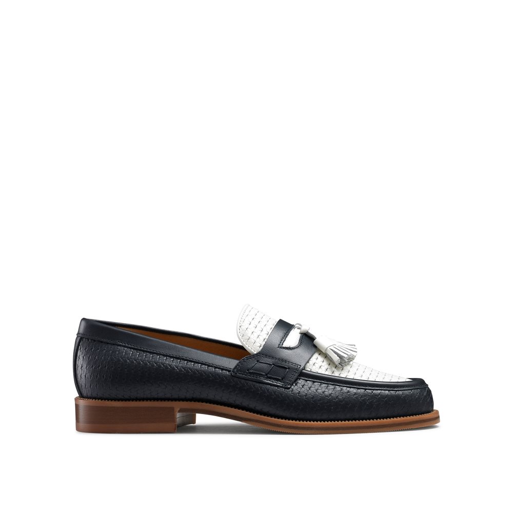 Navy / White Russell And Bromley Keeble 4 Tassel College Men\'s Formal Shoes | CA-3049B