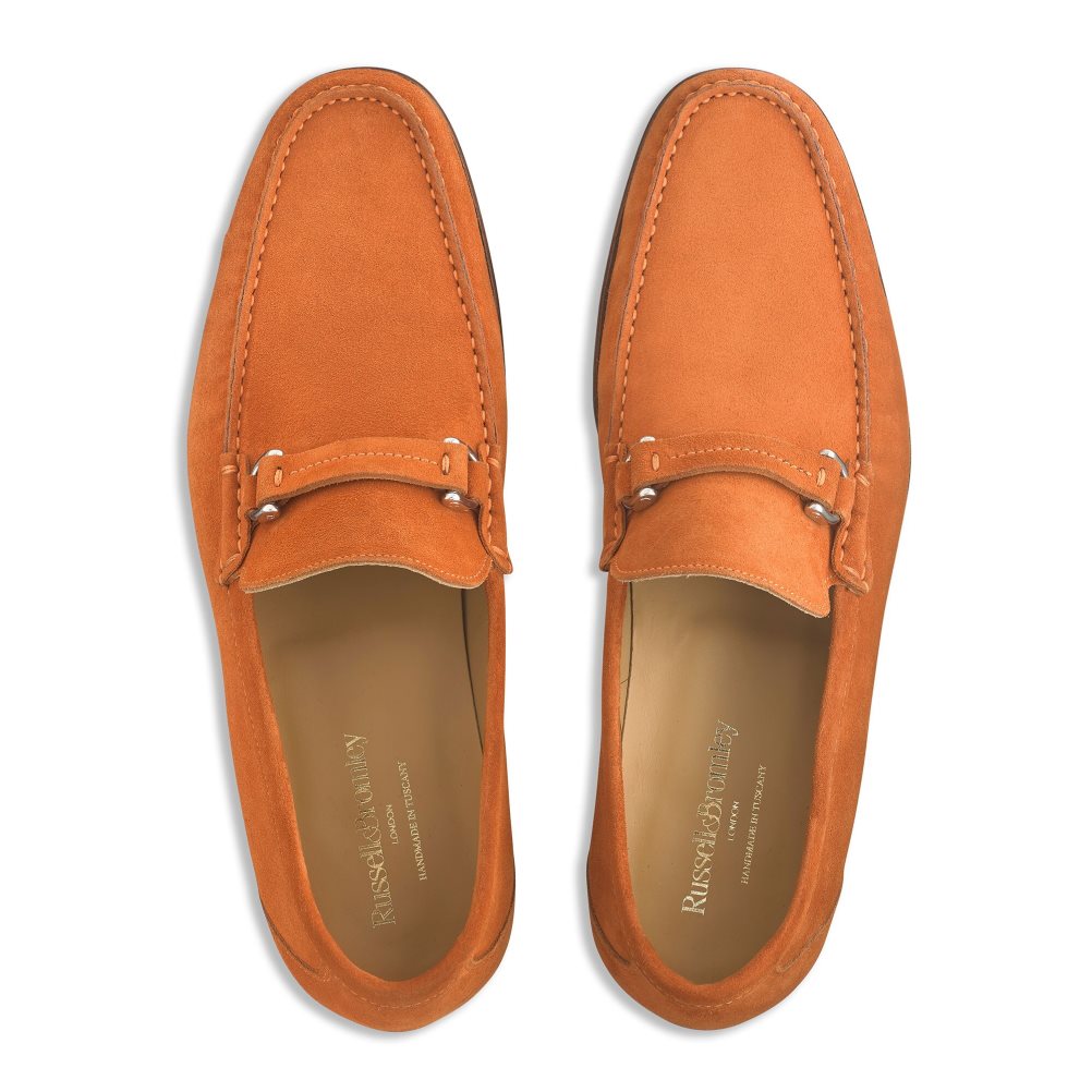 Orange Russell And Bromley Elite Slip On Men's Moccasins | CA-8716N