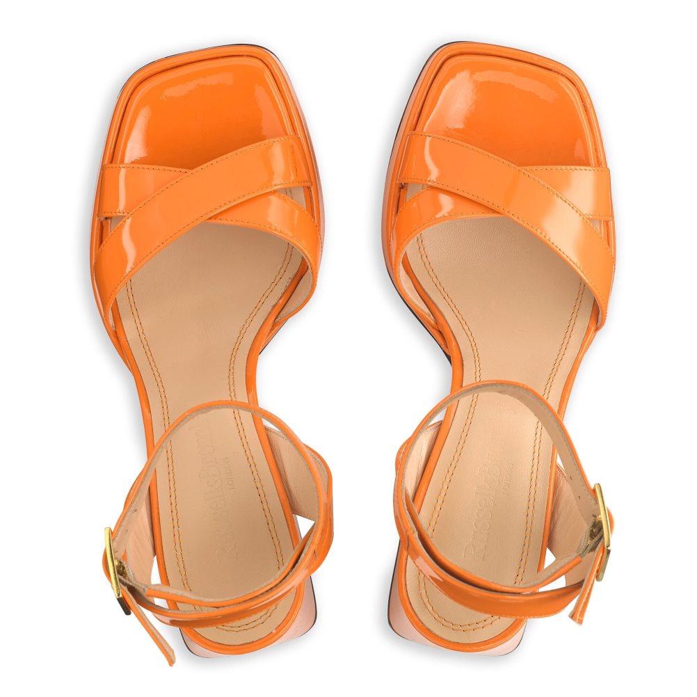 Orange Russell And Bromley Groovybaby Platform Women's Heels Sandals | CA-0617H