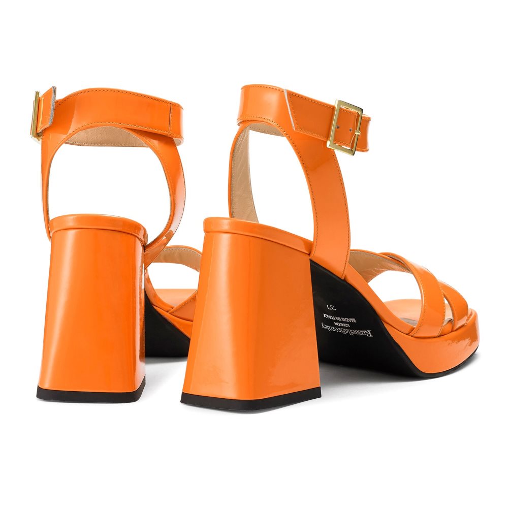 Orange Russell And Bromley Groovybaby Platform Women's Heels Sandals | CA-0617H