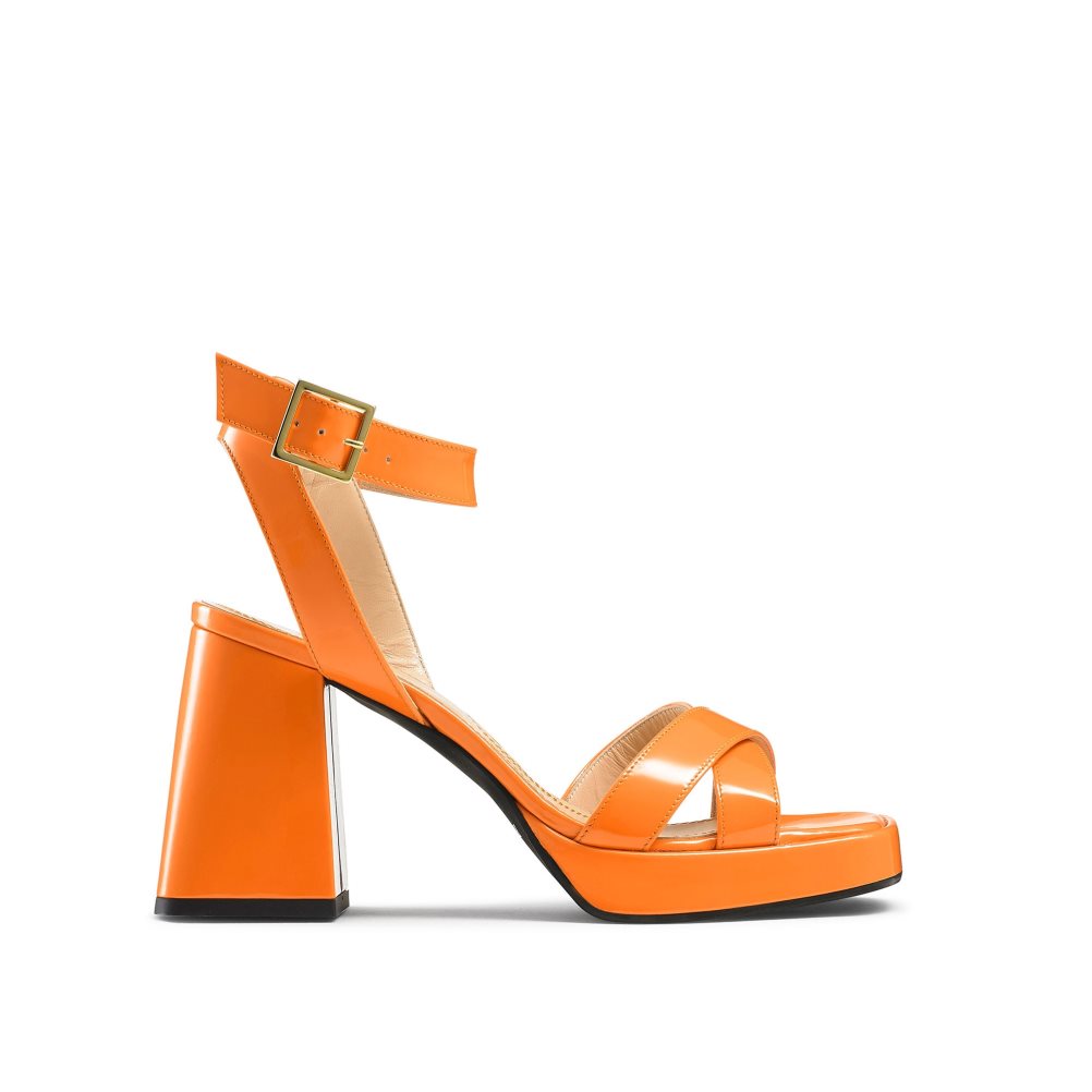 Orange Russell And Bromley Groovybaby Platform Women\'s Heels Sandals | CA-0617H