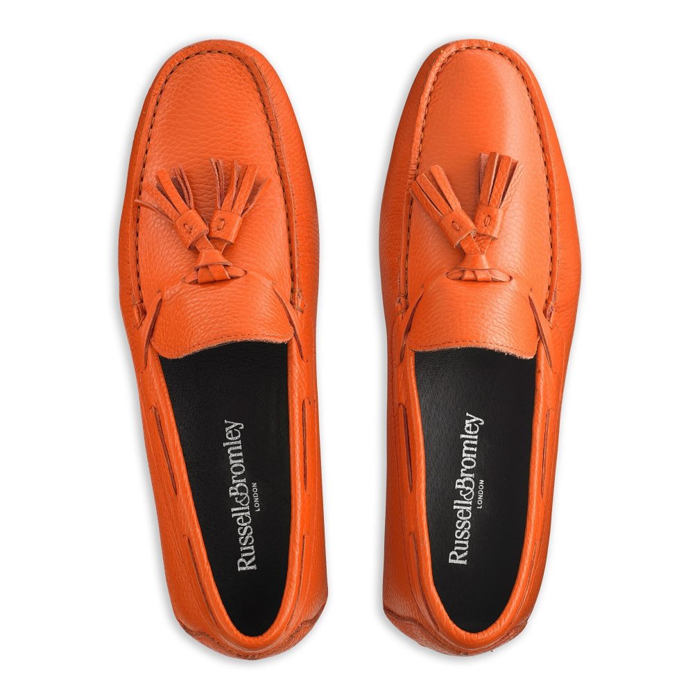 Orange Russell And Bromley Monza Tassel Men's Drivers Shoes | CA-4018P