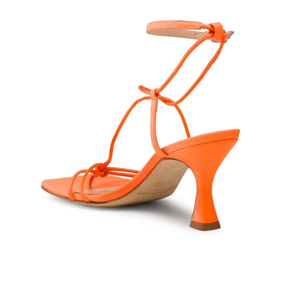 Orange Russell And Bromley Noodles Skinny Strap Women's Heels Sandals | CA-9245N