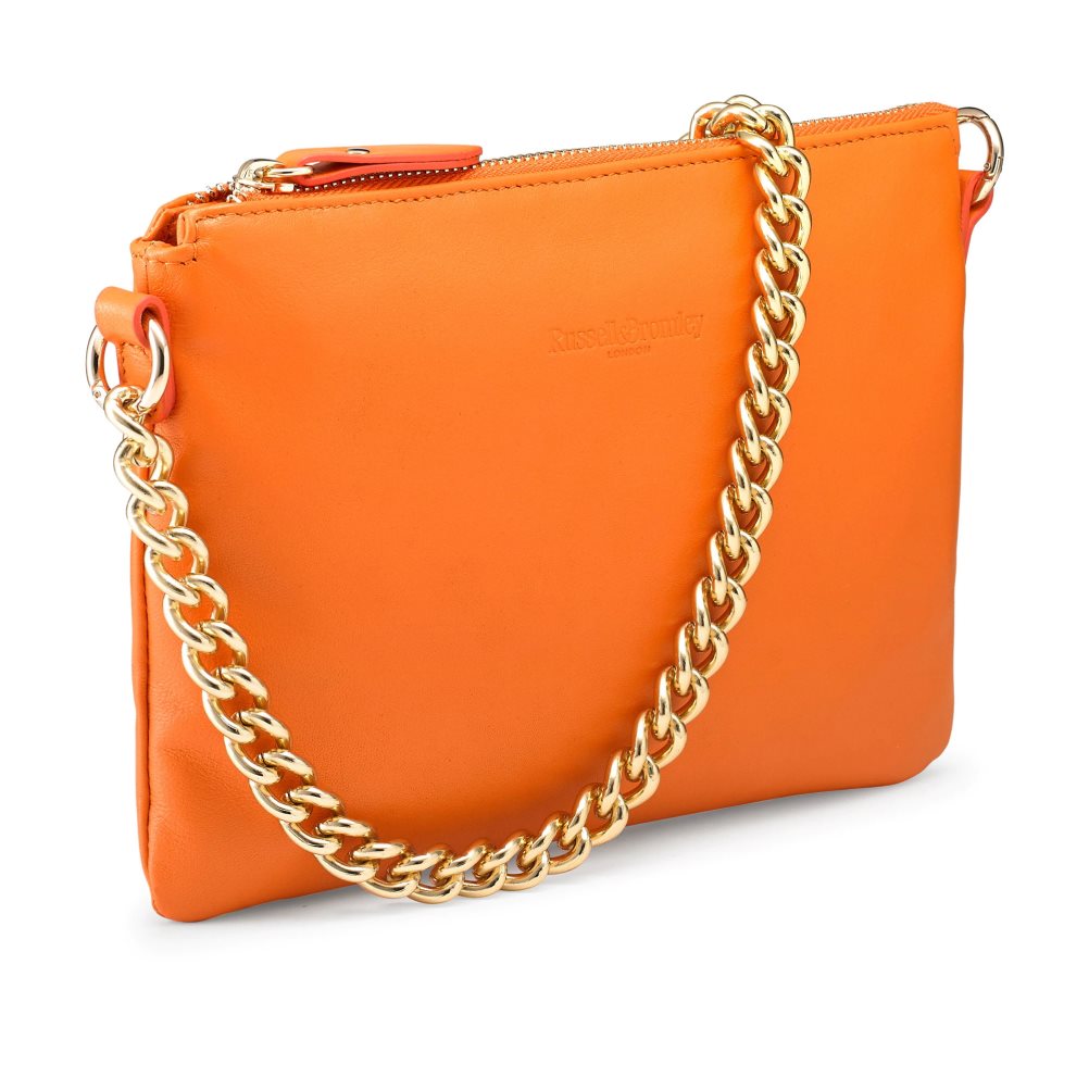 Orange Russell And Bromley On Point Chain Zip Pouch Women's Shoulder Bags | CA-0528Q