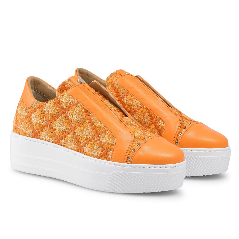 Orange Russell And Bromley Seawalk Laceless Women's Sneakers | CA-3821R