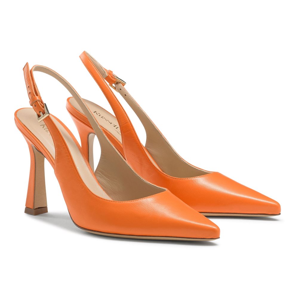 Orange Russell And Bromley Slingback Point Women's Pumps | CA-3128E