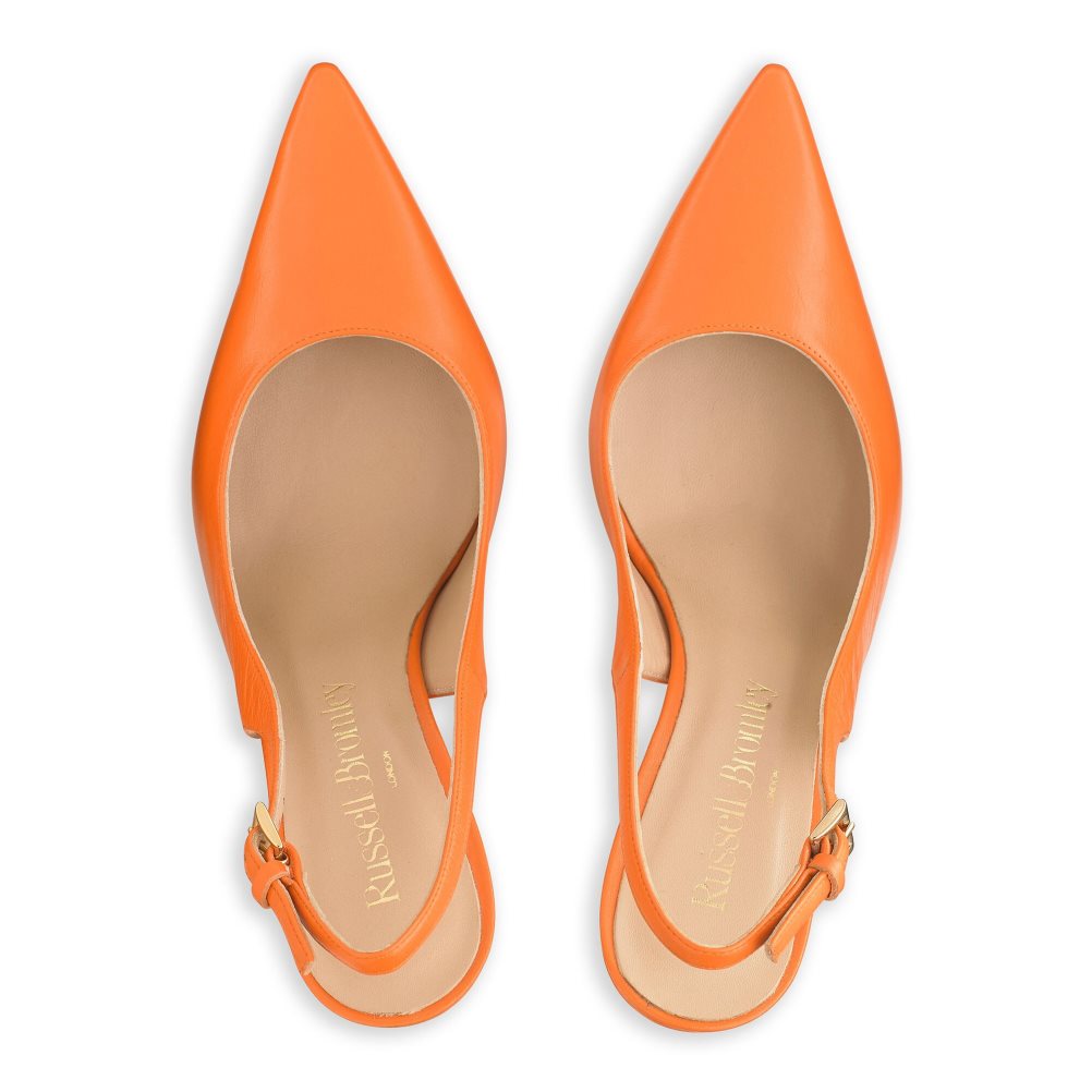 Orange Russell And Bromley Slingback Point Women's Pumps | CA-3128E