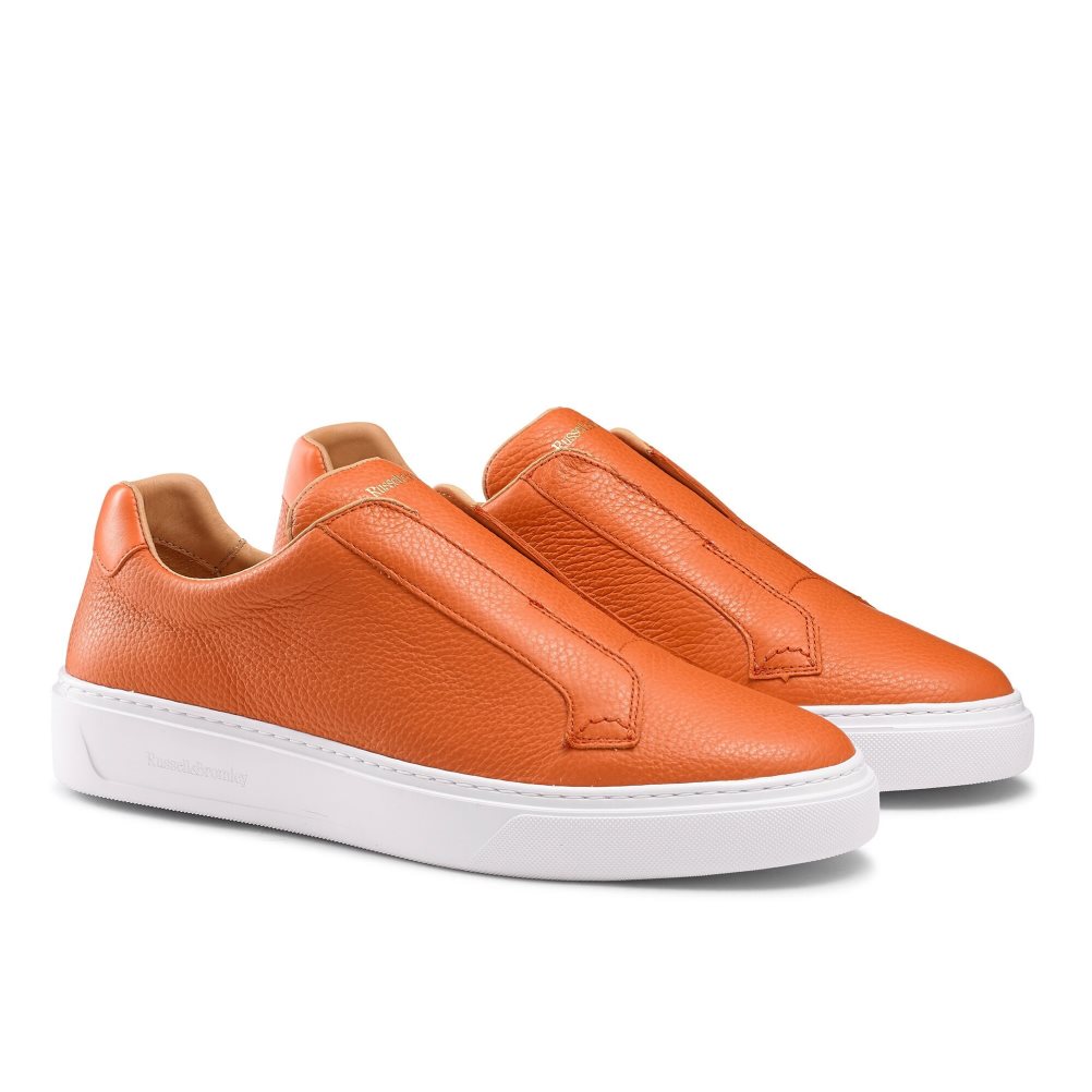 Orange Russell And Bromley Slipway Laceless Men's Sneakers | CA-0429B
