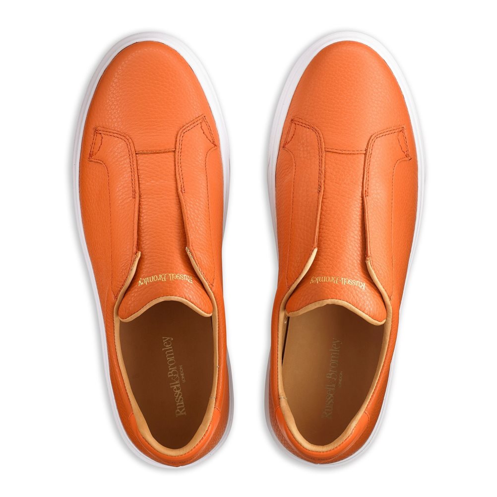 Orange Russell And Bromley Slipway Laceless Men's Sneakers | CA-0429B