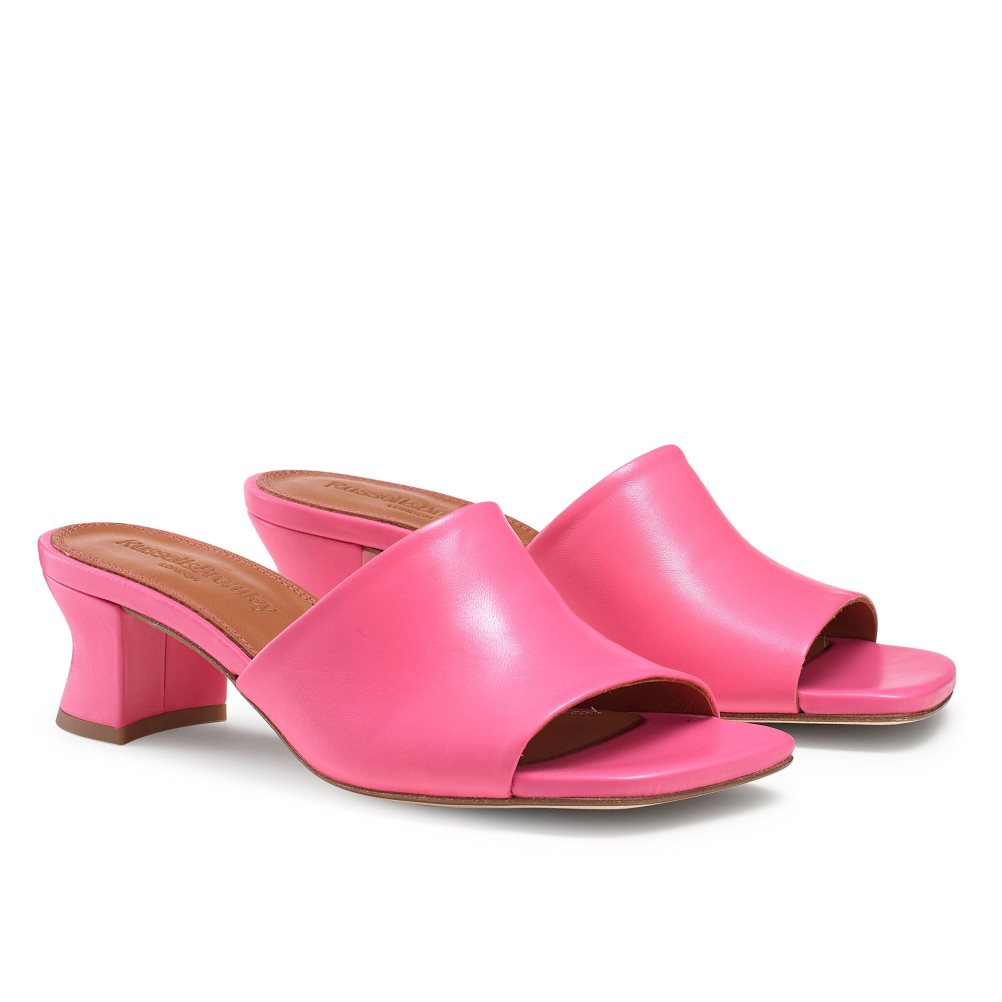 Pink Russell And Bromley Bon Bon Mid Block Women's Mules | CA-8793C