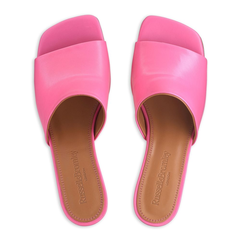 Pink Russell And Bromley Bon Bon Mid Block Women's Mules | CA-8793C