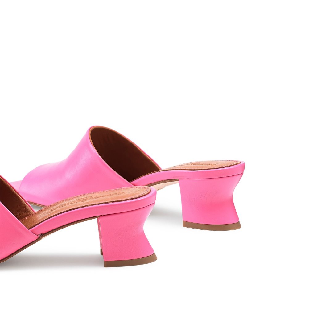 Pink Russell And Bromley Bon Bon Mid Block Women's Mules | CA-8793C