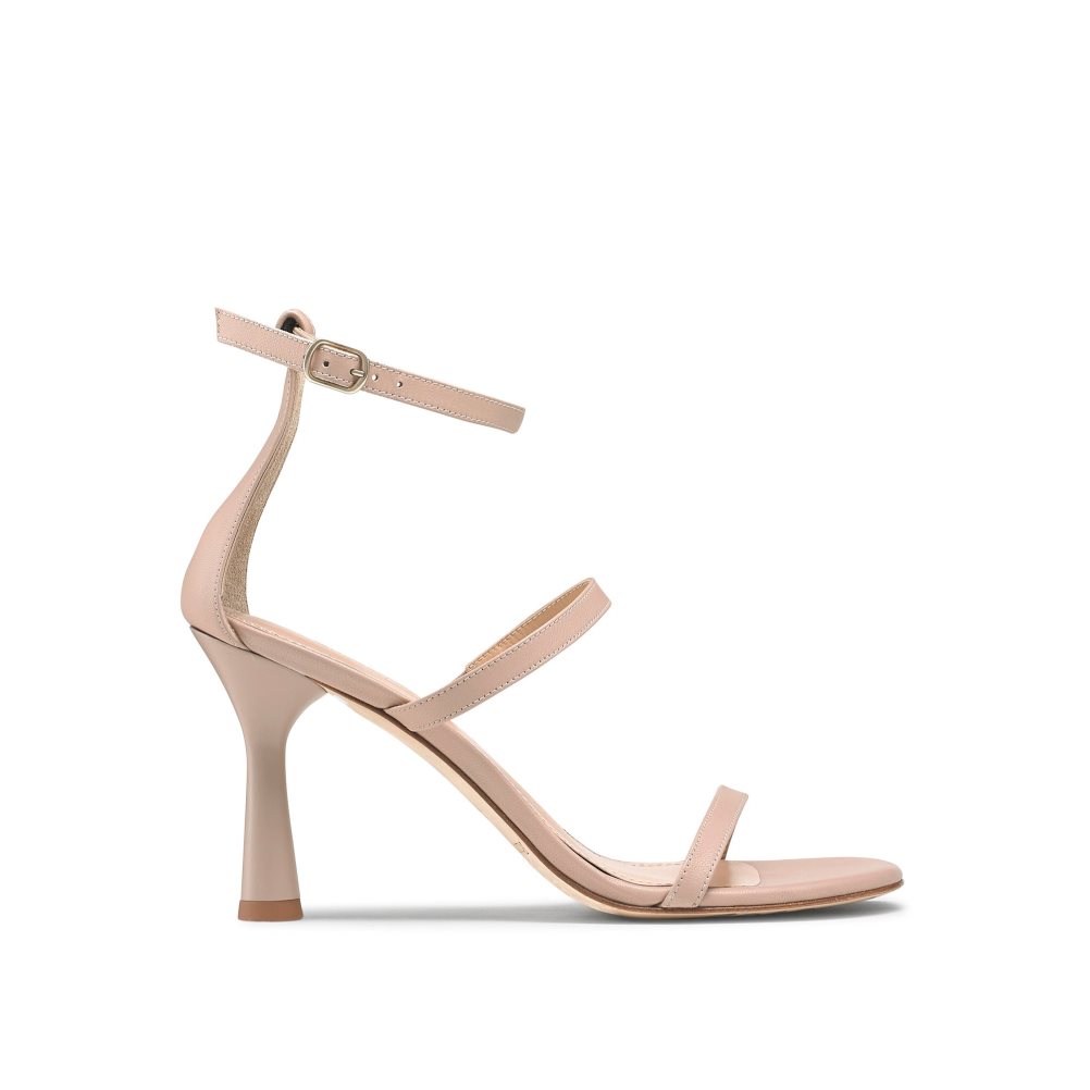 Pink Russell And Bromley Chopsticks Triple Strap Women\'s Heels Sandals | CA-5013Q