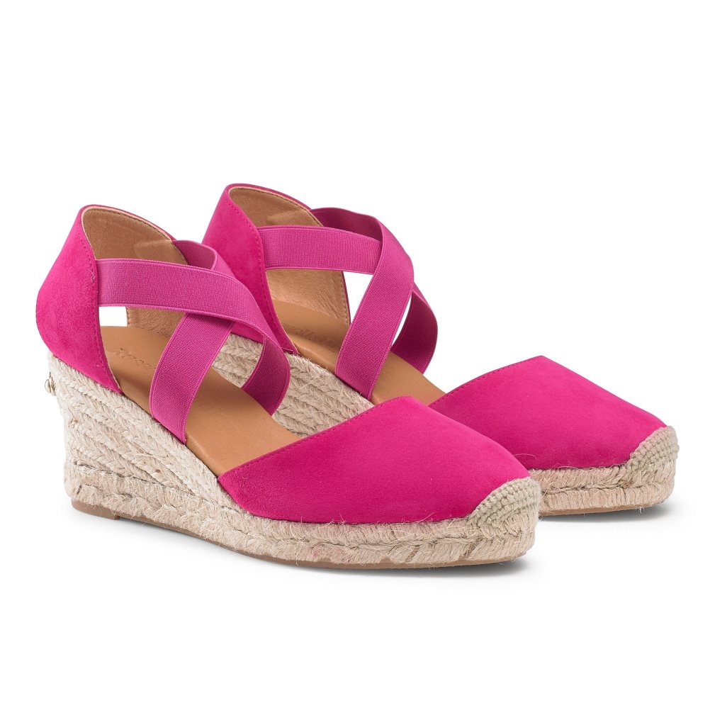 Pink Russell And Bromley Coco-cross Elastic Espadrille Women's Wedges | CA-8612J