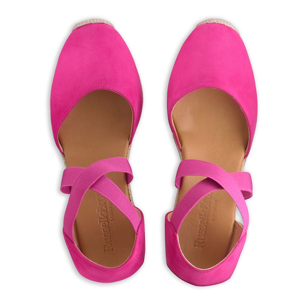 Pink Russell And Bromley Coco-cross Elastic Espadrille Women's Wedges | CA-8612J