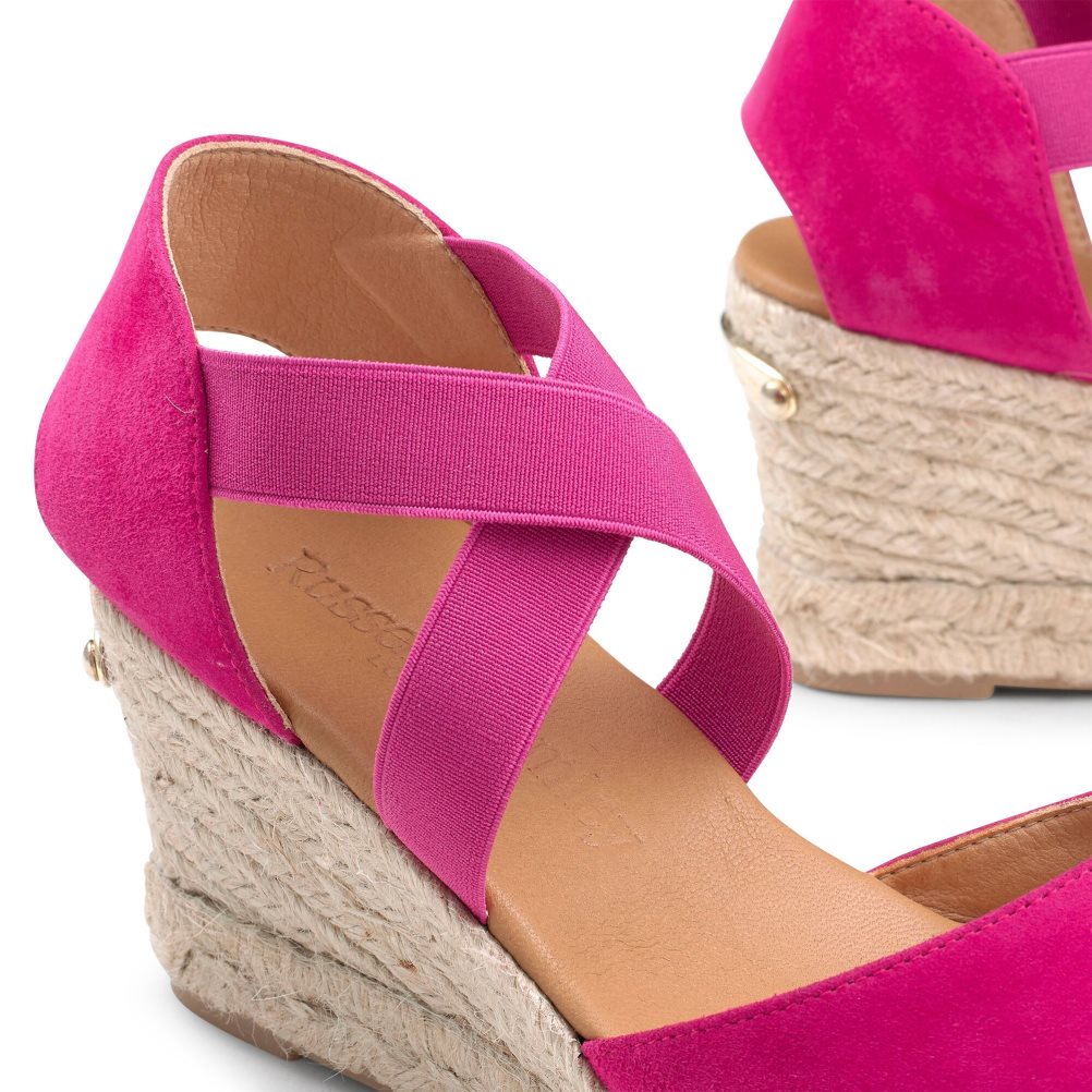Pink Russell And Bromley Coco-cross Elastic Espadrille Women's Wedges | CA-8612J