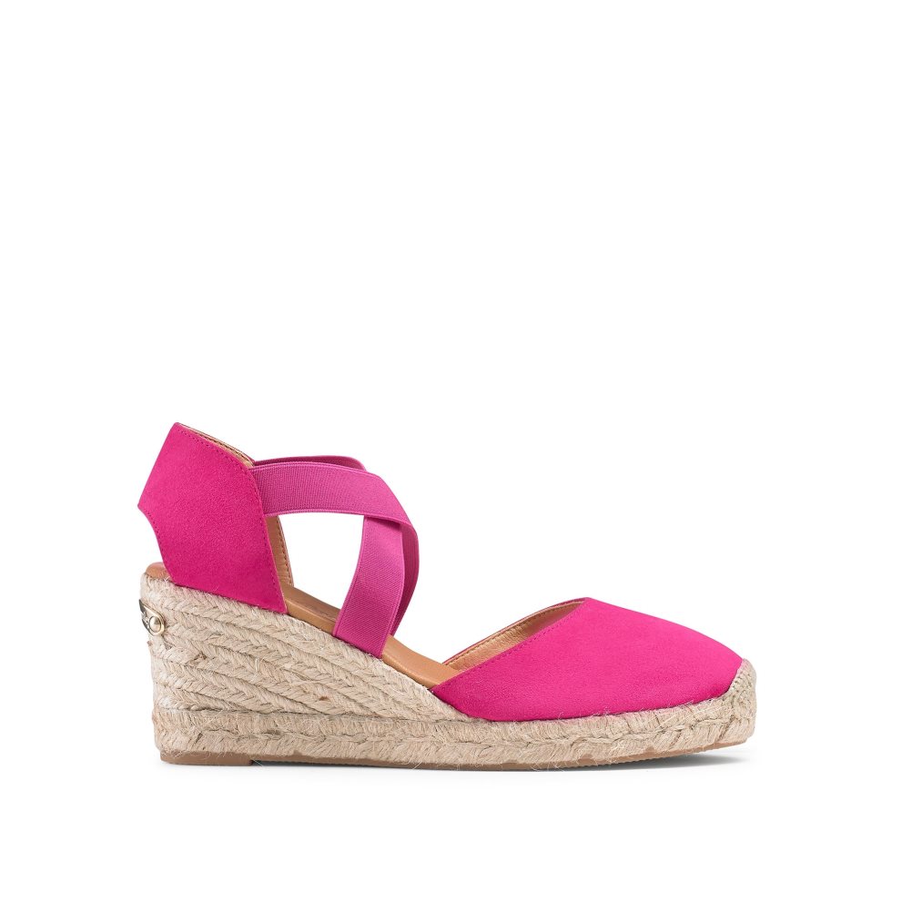 Pink Russell And Bromley Coco-cross Elastic Espadrille Women\'s Wedges | CA-8612J