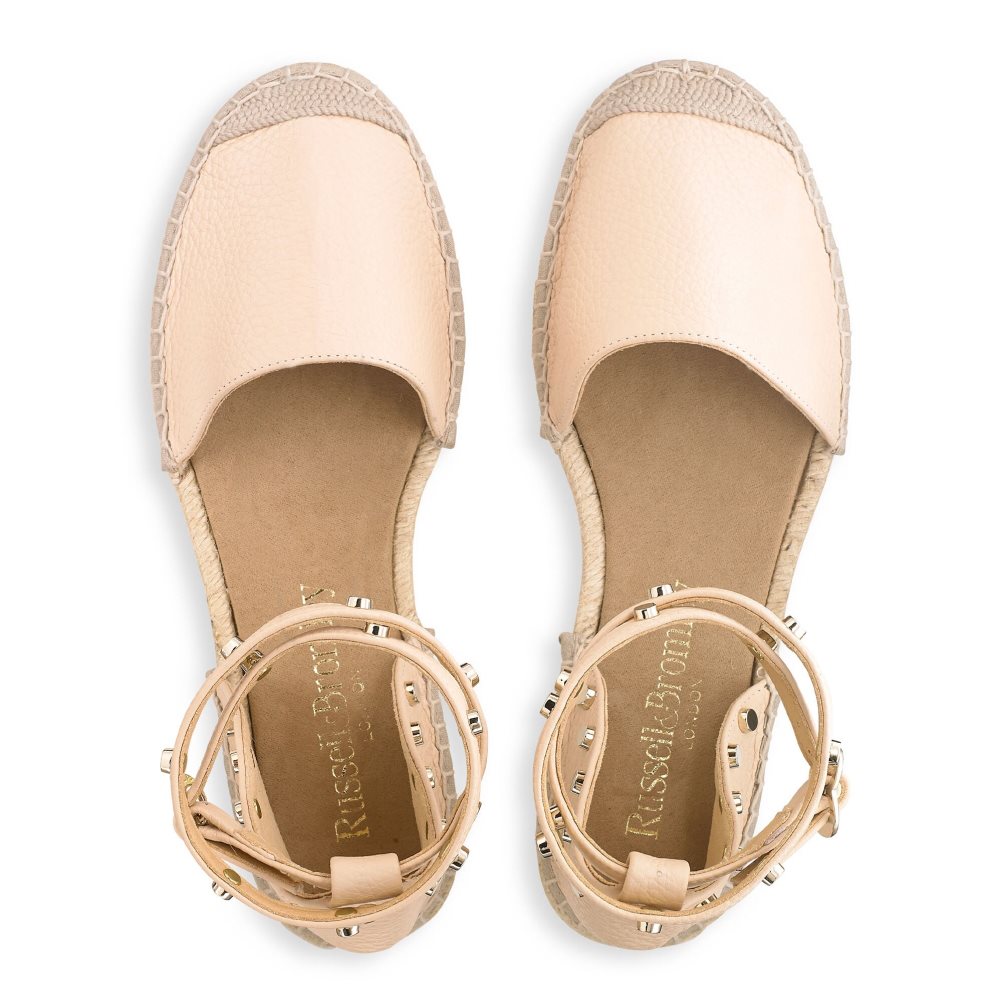 Pink Russell And Bromley Coin Wrap Ankle Wrap Women's Flat Sandals | CA-7301F