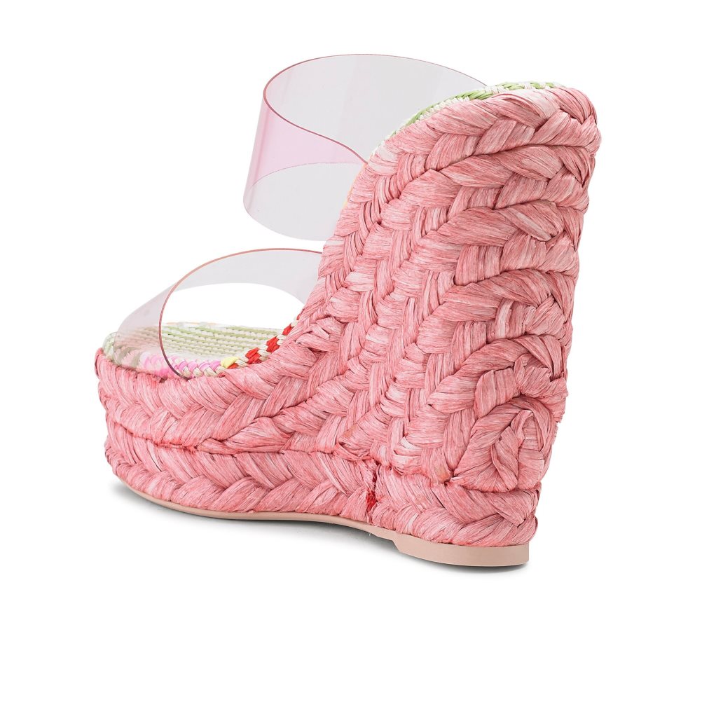 Pink Russell And Bromley Iceberg Perspex Espadrille Women's Wedges | CA-9234Y