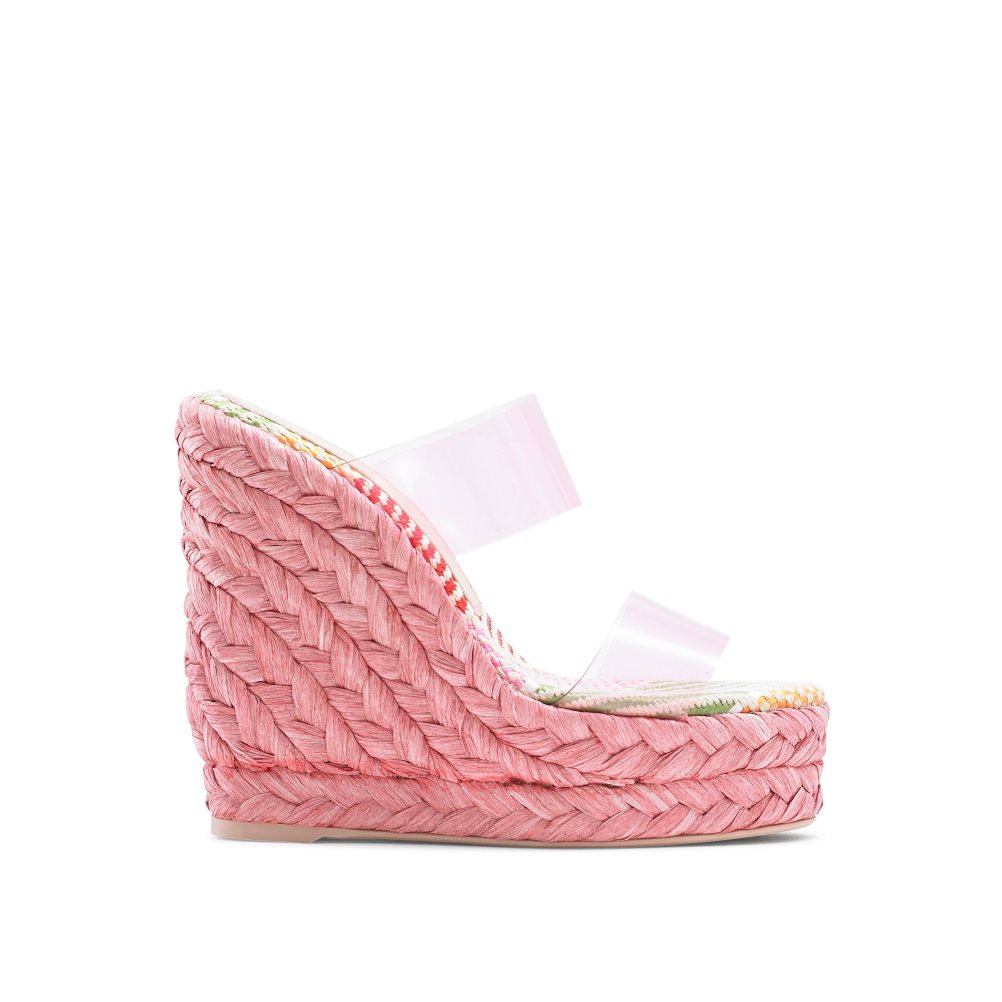 Pink Russell And Bromley Iceberg Perspex Espadrille Women\'s Wedges | CA-9234Y